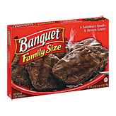 Banquet Family Size 6 salisbury steaks & brown gravy Left Picture